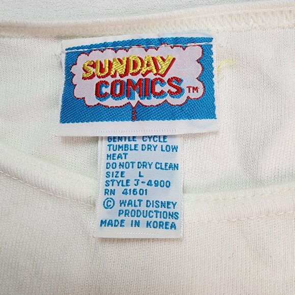 Vintage 80s Sunday Comics Disney Mickey Mini Tunnel of Love Sweatshirt (L) - Picture 3 of 8